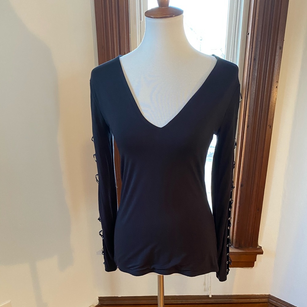 Lace up Sleeves Express size small black top